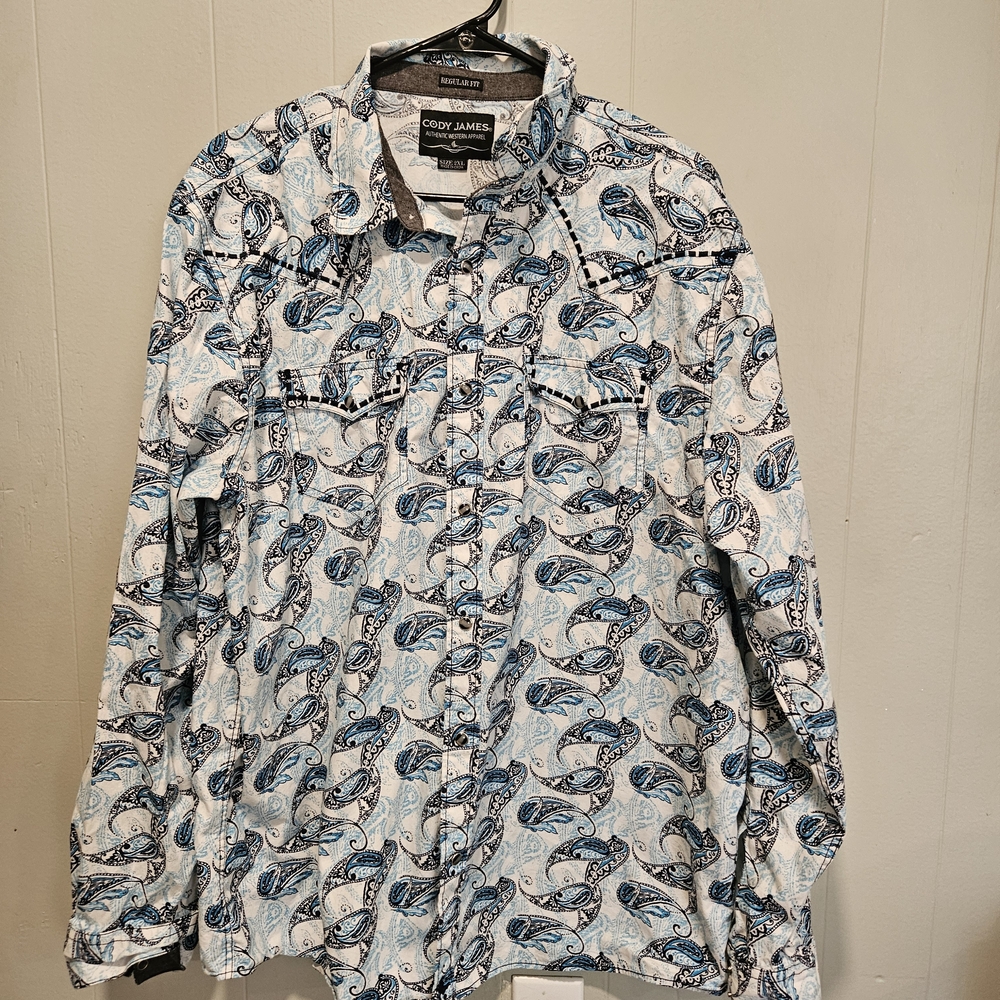 Cody James Men’s Blue Paisley Button-Down Shirt